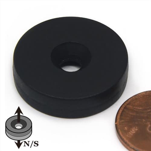 Imanes recubiertos de goma con cabeza avellanada