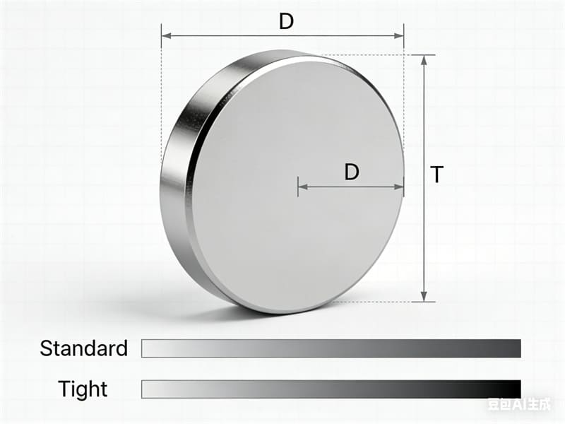 aimants à disque en néodyme Dimensions et tolérances