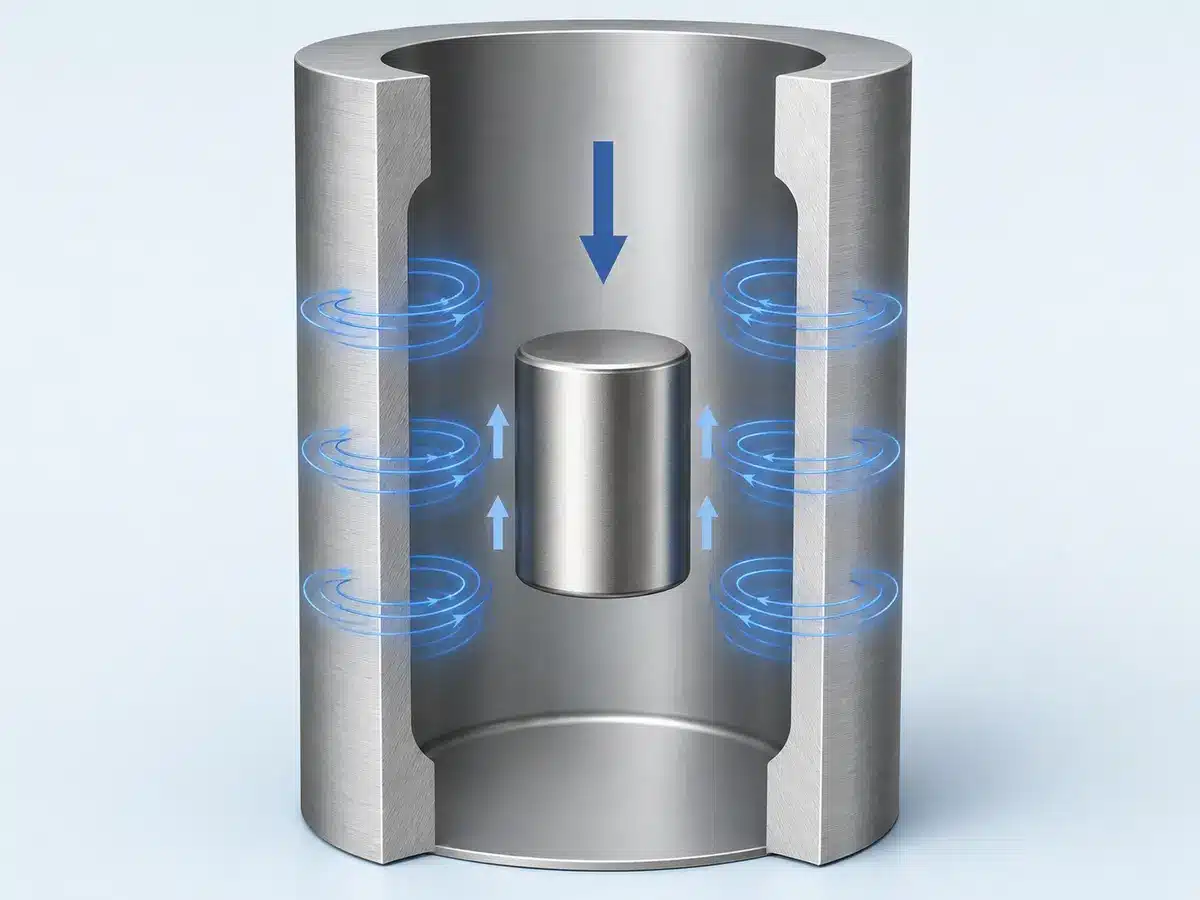 Magnet falling through an aluminum tube with eddy currents opposing its motion