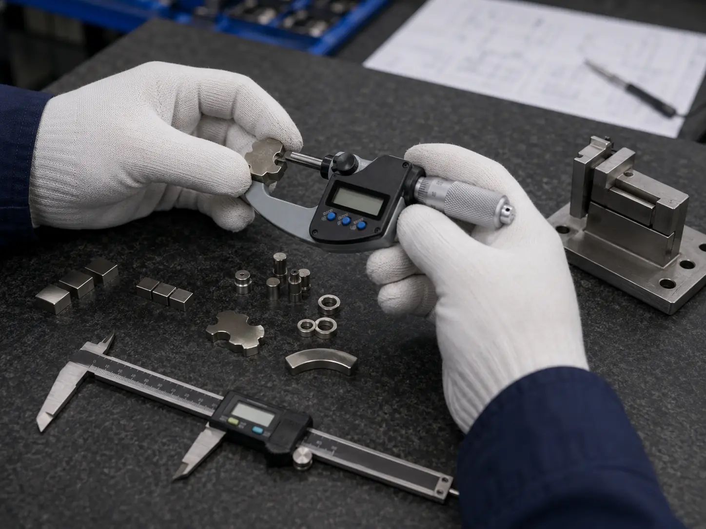 Precision inspection of custom neodymium magnets during manufacturing