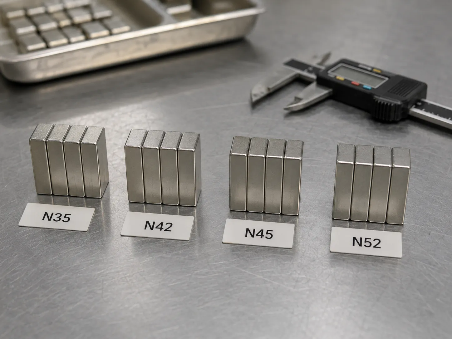 N35 N42 N45 and N52 neodymium magnet comparison
