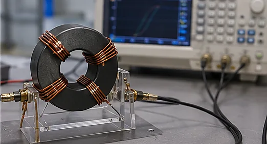 B-H magnetic core testing with toroidal core and laboratory analyzer