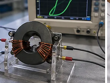 Magnetic hysteresis B-H loop core testing setup