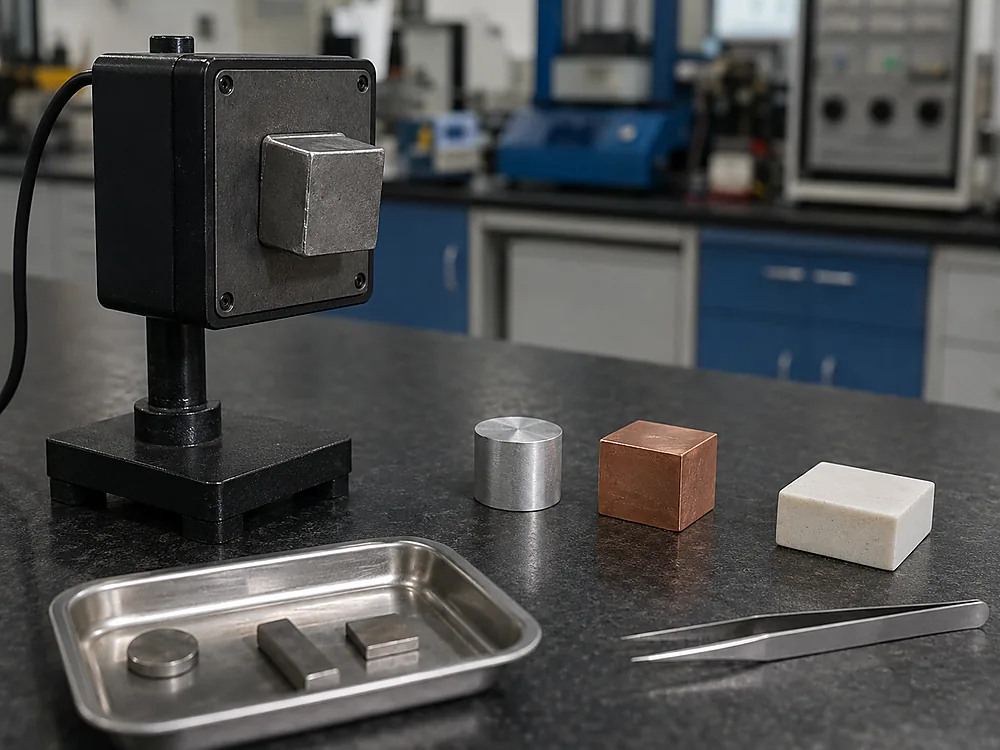 Ferromagnetic and non-ferromagnetic material response comparison