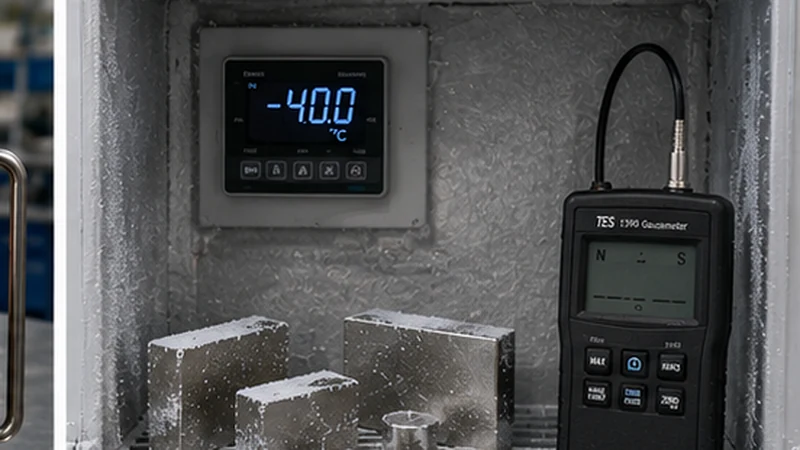 Neodymium magnets inside a controlled minus 40 degree Celsius cold test chamber