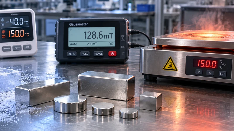 High temperature grade selection testing for neodymium magnets
