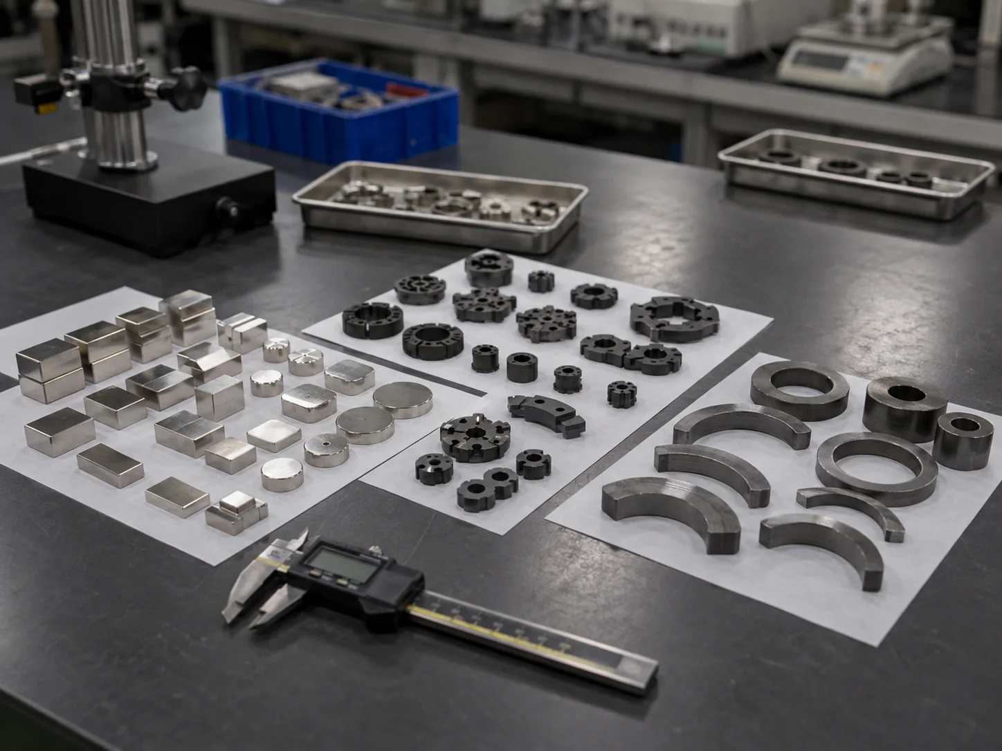 Different neodymium magnet material and manufacturing type samples