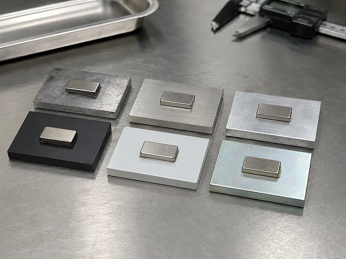 Comparaison des états de surface métalliques utilisés pour le collage des aimants