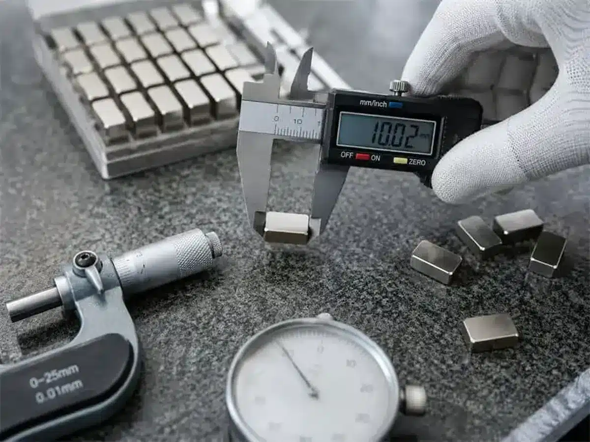 Zdjęcie referencyjne kontroli wymiarowej elementów magnetycznych