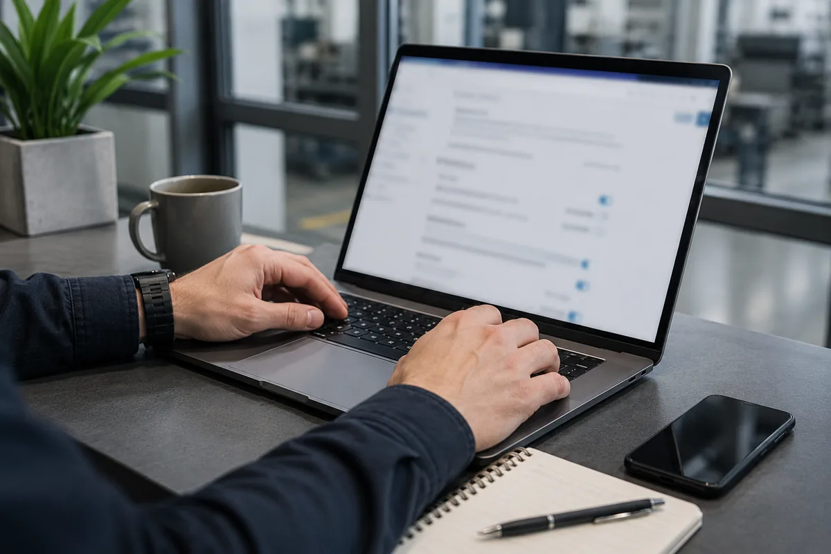 Gestión responsable de datos personales en la oficina de una empresa industrial