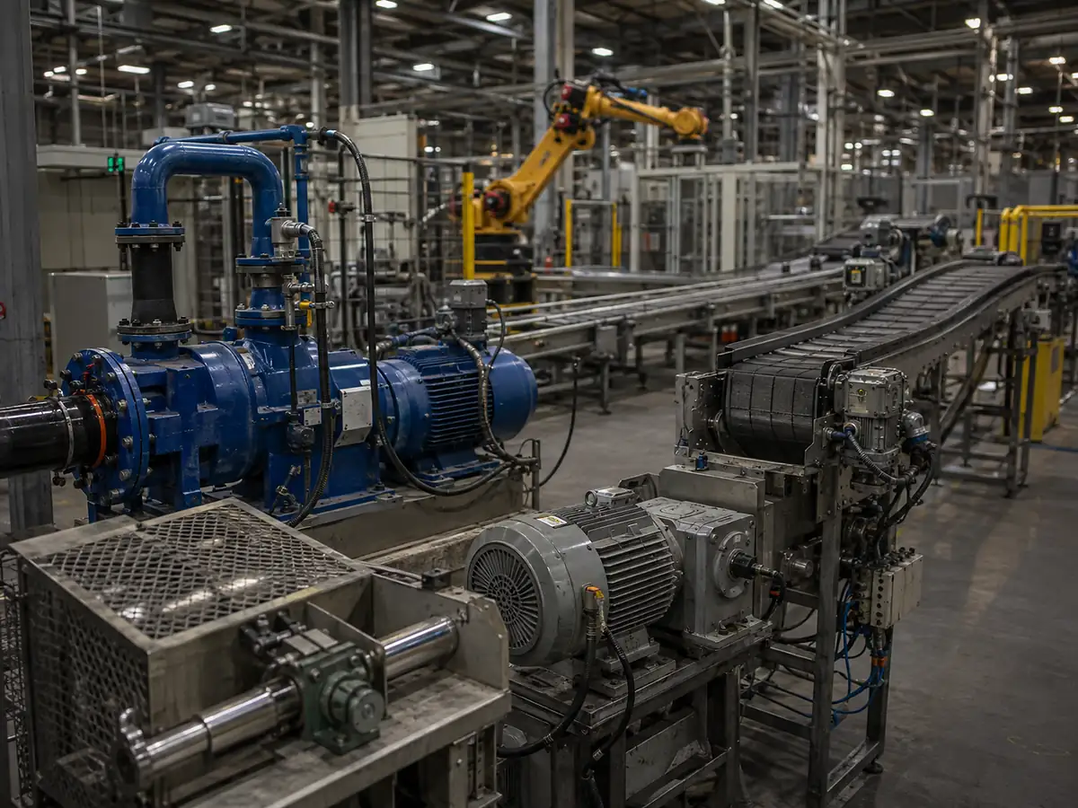 Industriemotoren, die Pumpen, Förderanlagen und automatisierte Fertigungsanlagen antreiben