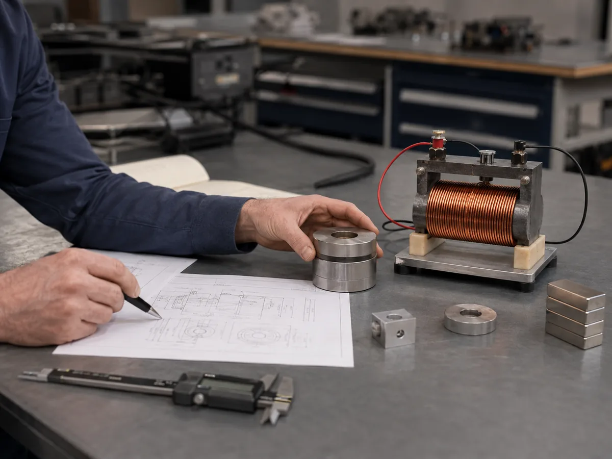 Engineer comparing permanent and temporary magnetic solutions