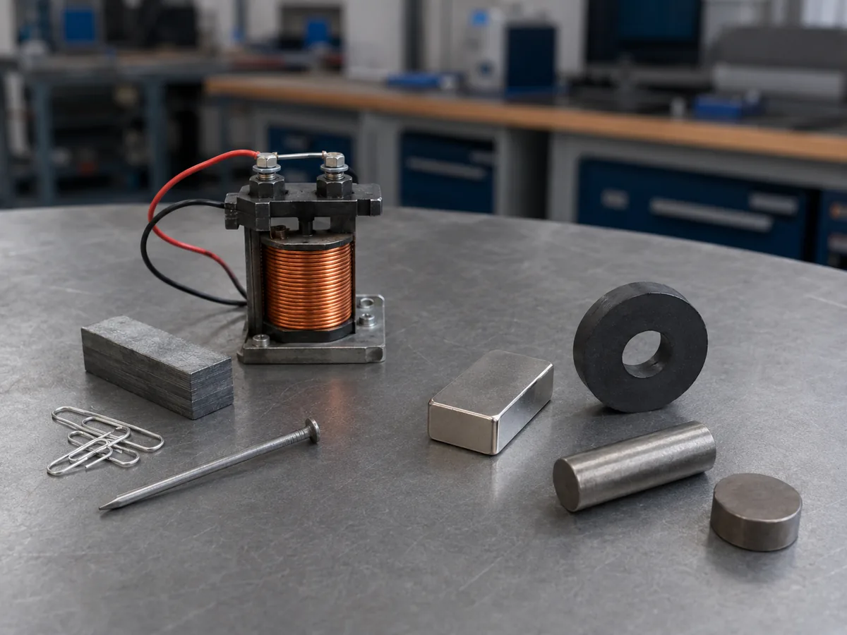 Examples of temporary magnets and permanent magnets